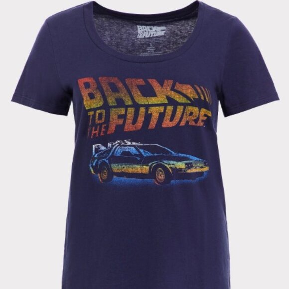 Torrid size 4 Back to the Future Navy Slim Fit Tee - Picture 1 of 9